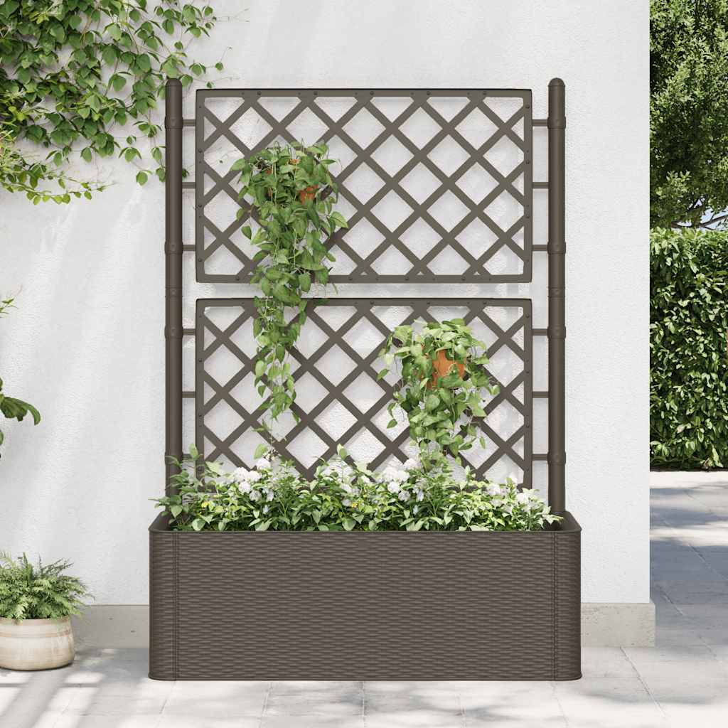Vidaxl Garden Raised Bed With Trellis And Self Watering System Mocha
