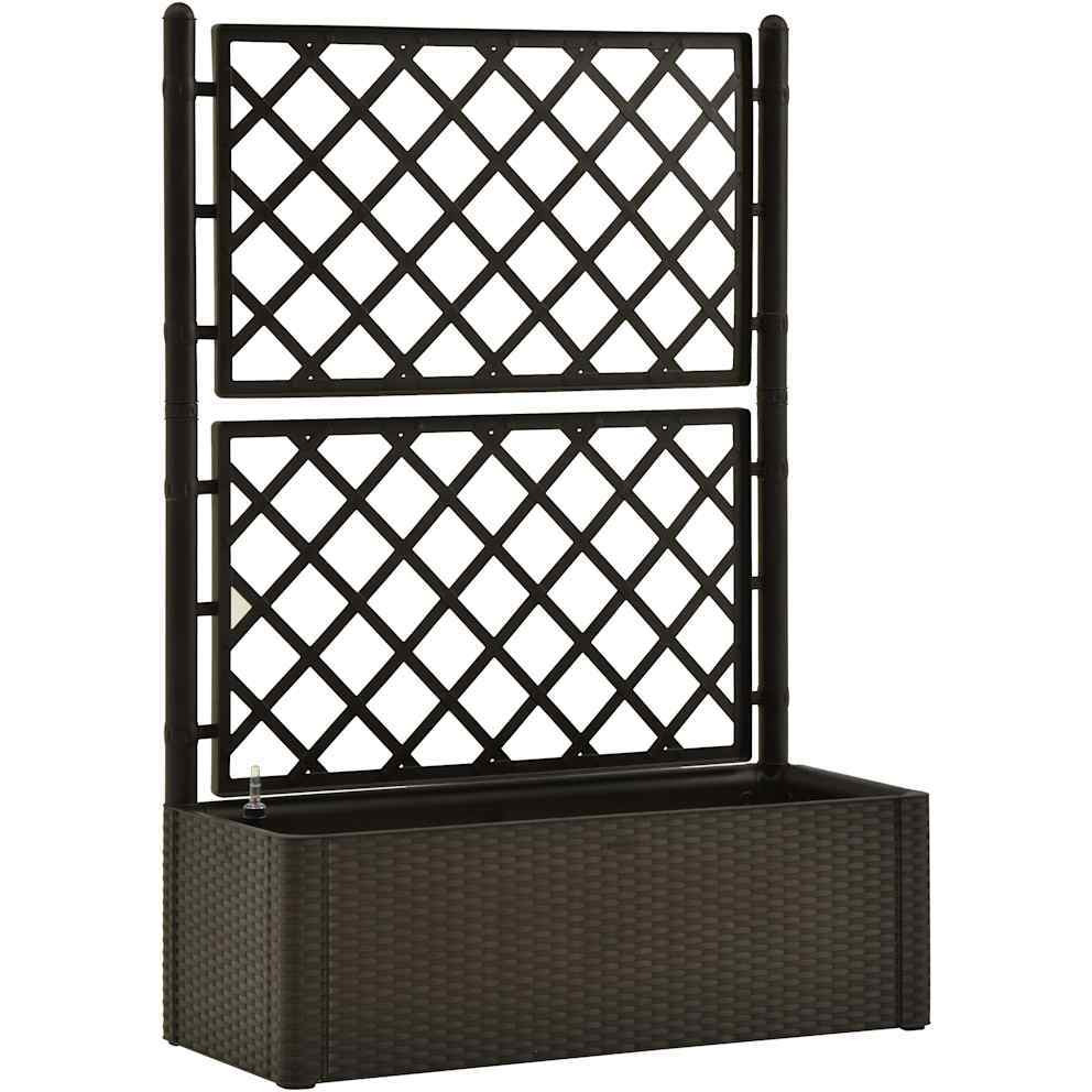 Vidaxl Garden Raised Bed With Trellis And Self Watering System Mocha