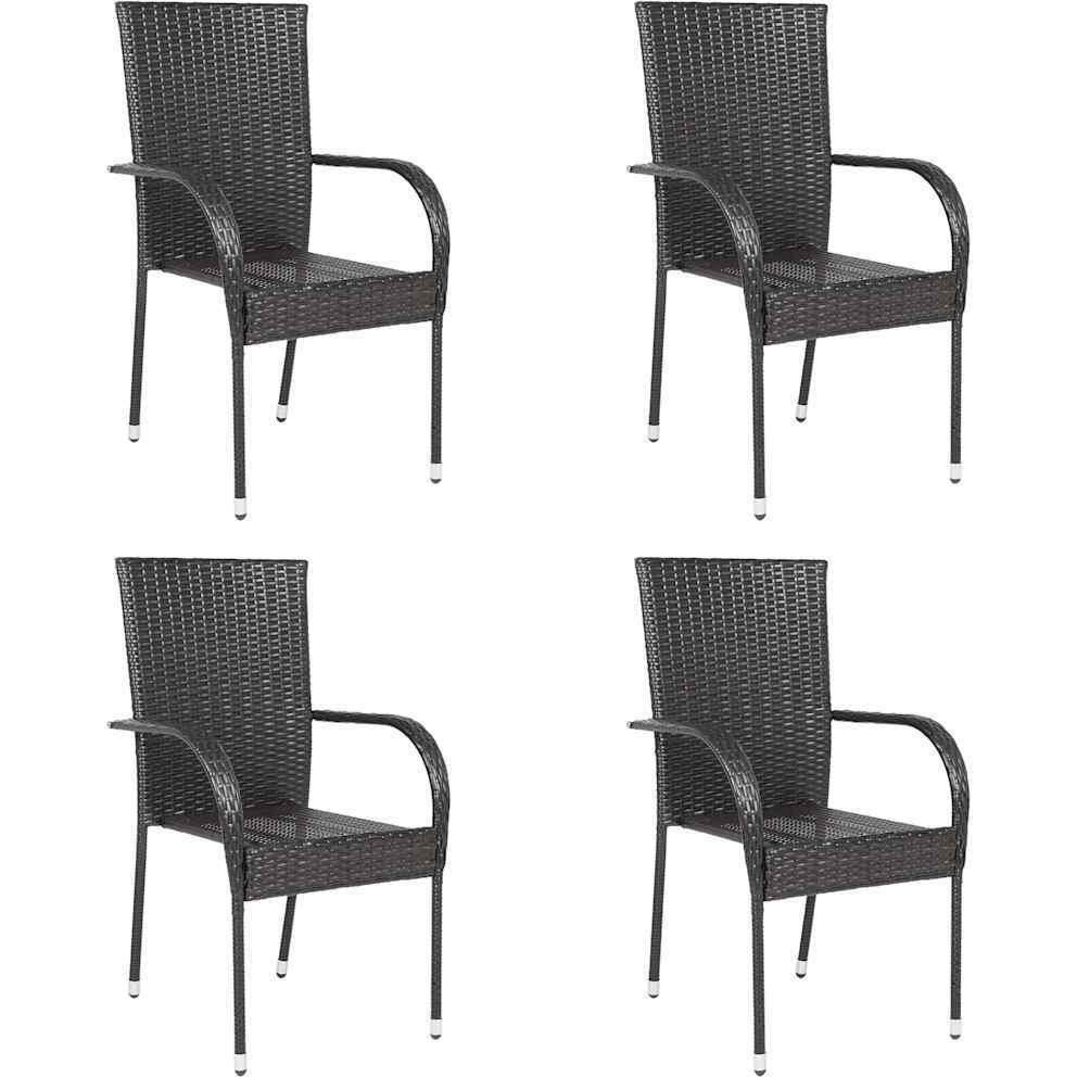 Vidaxl Stackable Patio Chairs 4 Pcs Poly Rattan Brown