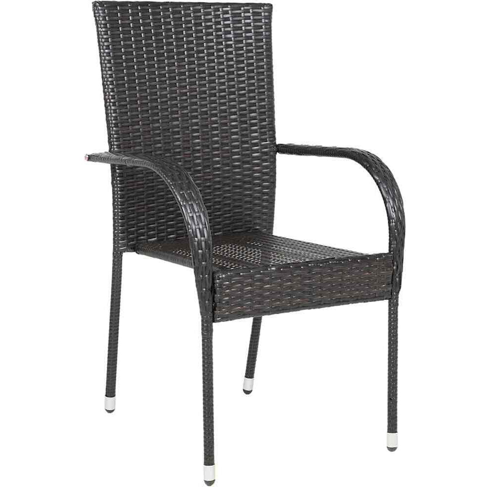 Vidaxl Stackable Patio Chairs 4 Pcs Poly Rattan Brown