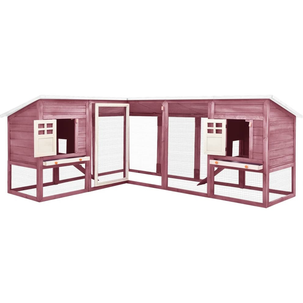 Vidaxl Outdoor Rabbit Hutch With Run Mocca And White Solid Fir Wood