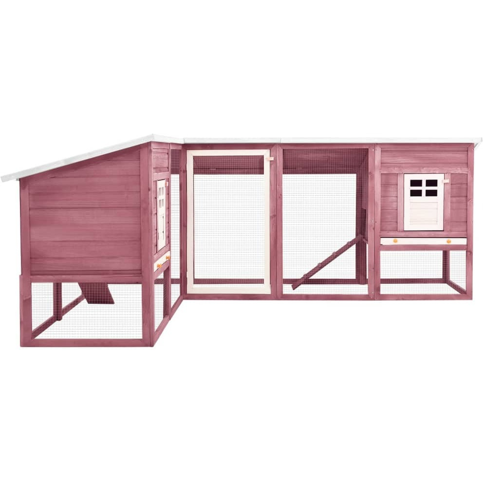 Vidaxl Outdoor Rabbit Hutch With Run Mocca And White Solid Fir Wood