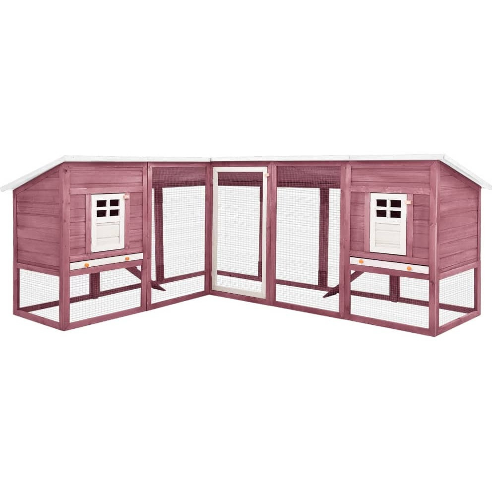 Vidaxl Outdoor Rabbit Hutch With Run Mocca And White Solid Fir Wood