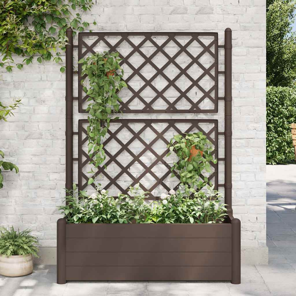 Vidaxl Garden Planter With Trellis 39.4"&quotX16.9"&quotX55.9"" Pp Mocha