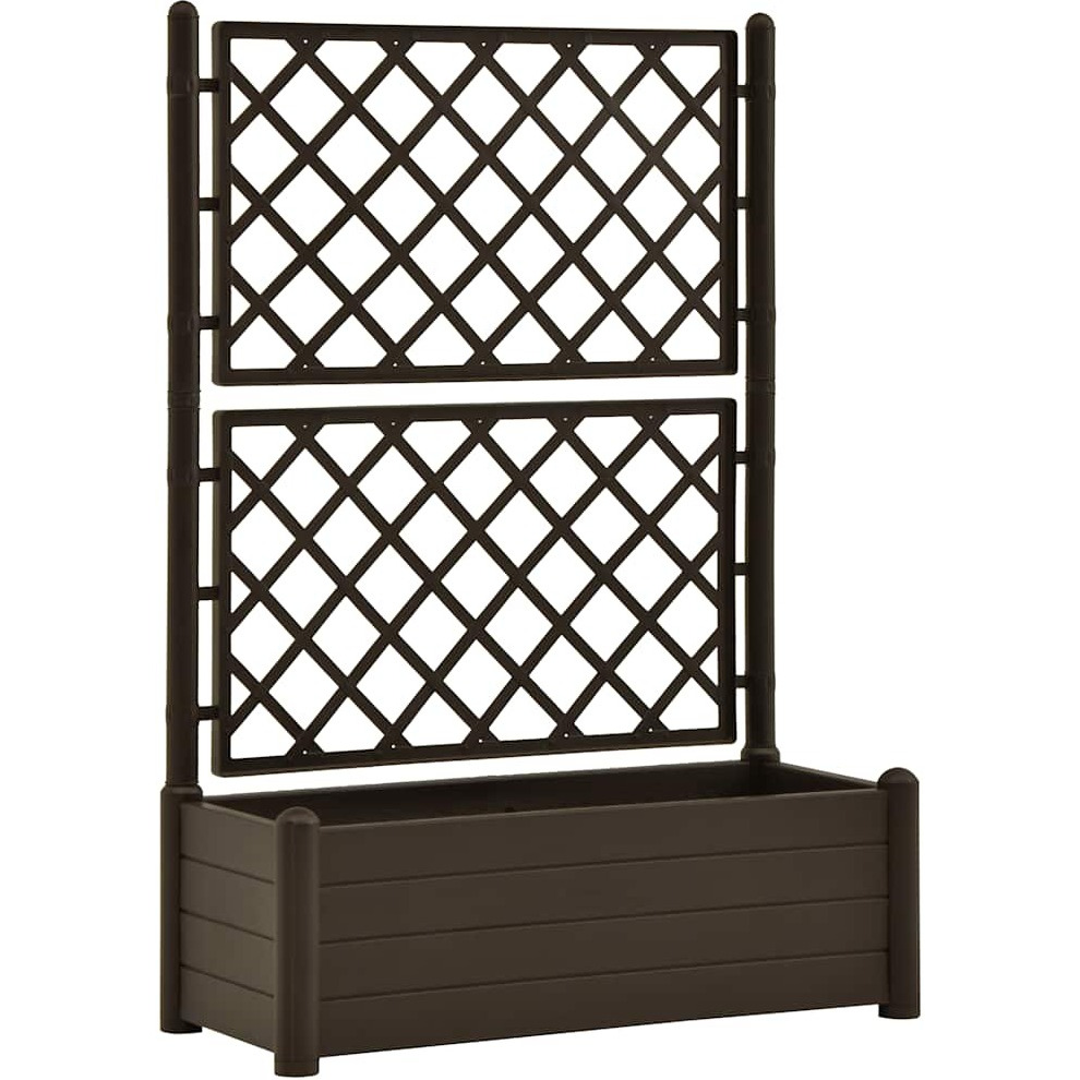 Vidaxl Garden Planter With Trellis 39.4"&quotX16.9"&quotX55.9"" Pp Mocha