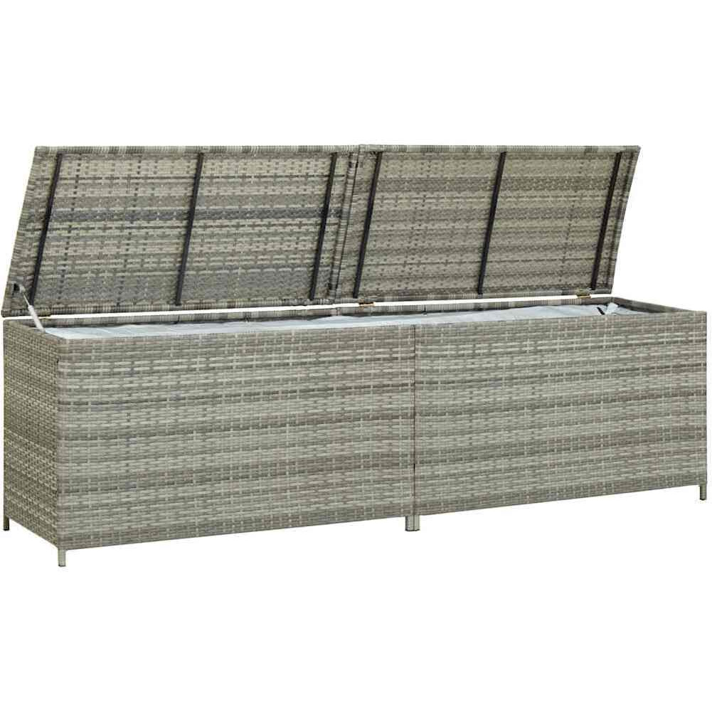 Vidaxl Patio Storage Box Poly Rattan 78.7"&quotX19.6"&quotX23.6"" Gray