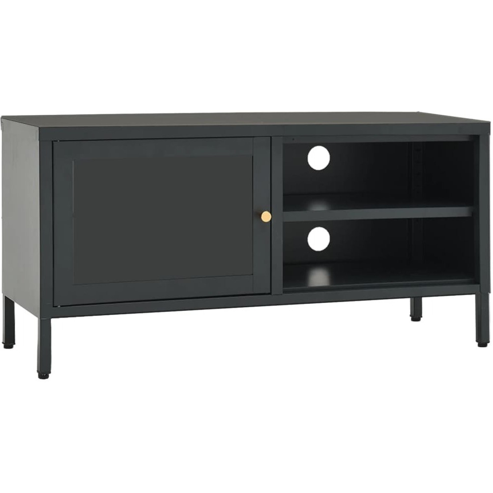 Vidaxl Tv Cabinet Anthracite 35.4"&quotX11.8"&quotX17.3"" Steel And Glass