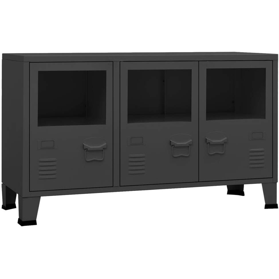 Vidaxl Industrial Sideboard Anthracite 41.3"&quotX13.8"&quotX24.4"" Metal And Glass