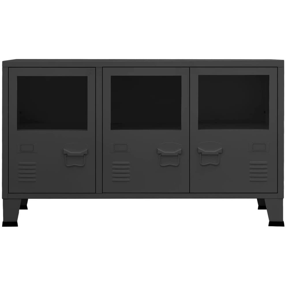 Vidaxl Industrial Sideboard Anthracite 41.3"&quotX13.8"&quotX24.4"" Metal And Glass