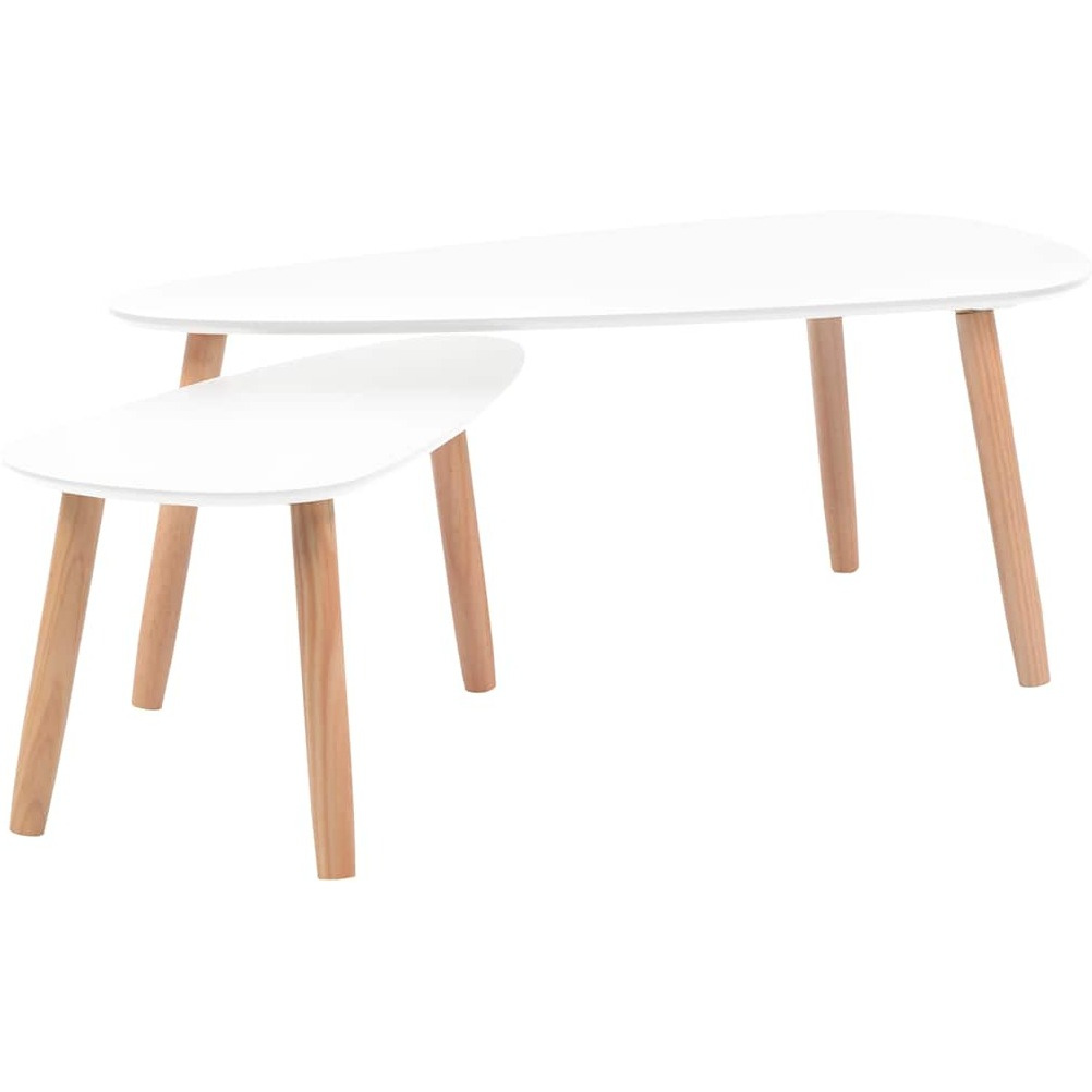 Vidaxl Coffee Table Set 2 Pieces Solid Pinewood White
