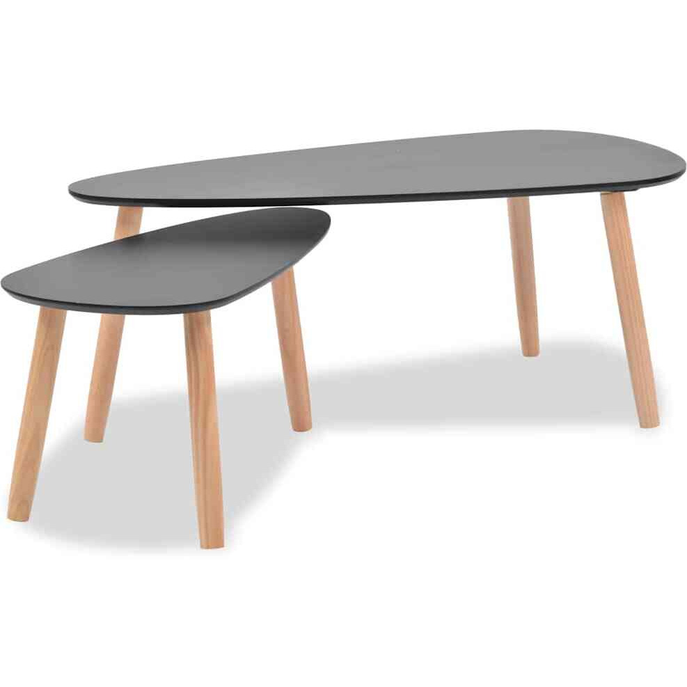 Vidaxl Coffee Table Set 2 Pieces Solid Pinewood Black