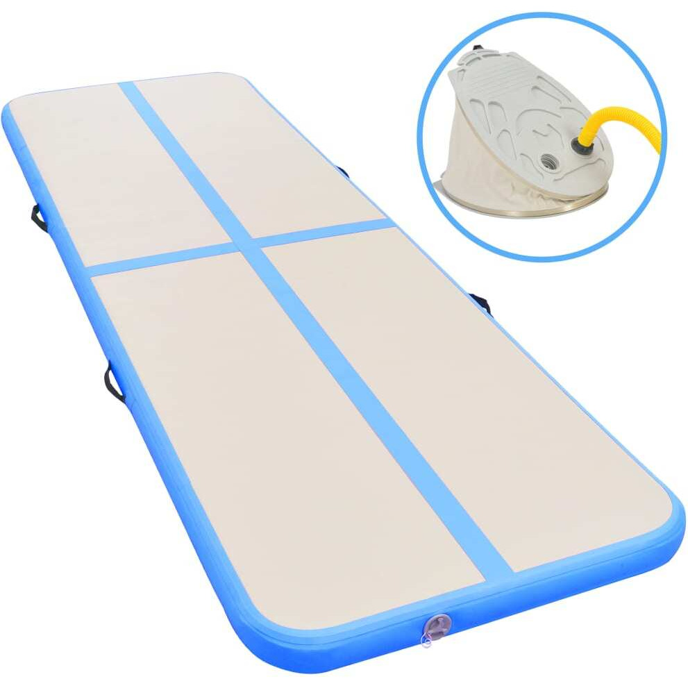 Vidaxl Inflatable Gymnastics Mat With Pump 315"&quotX39.4"&quotX3.9"" Pvc Blue