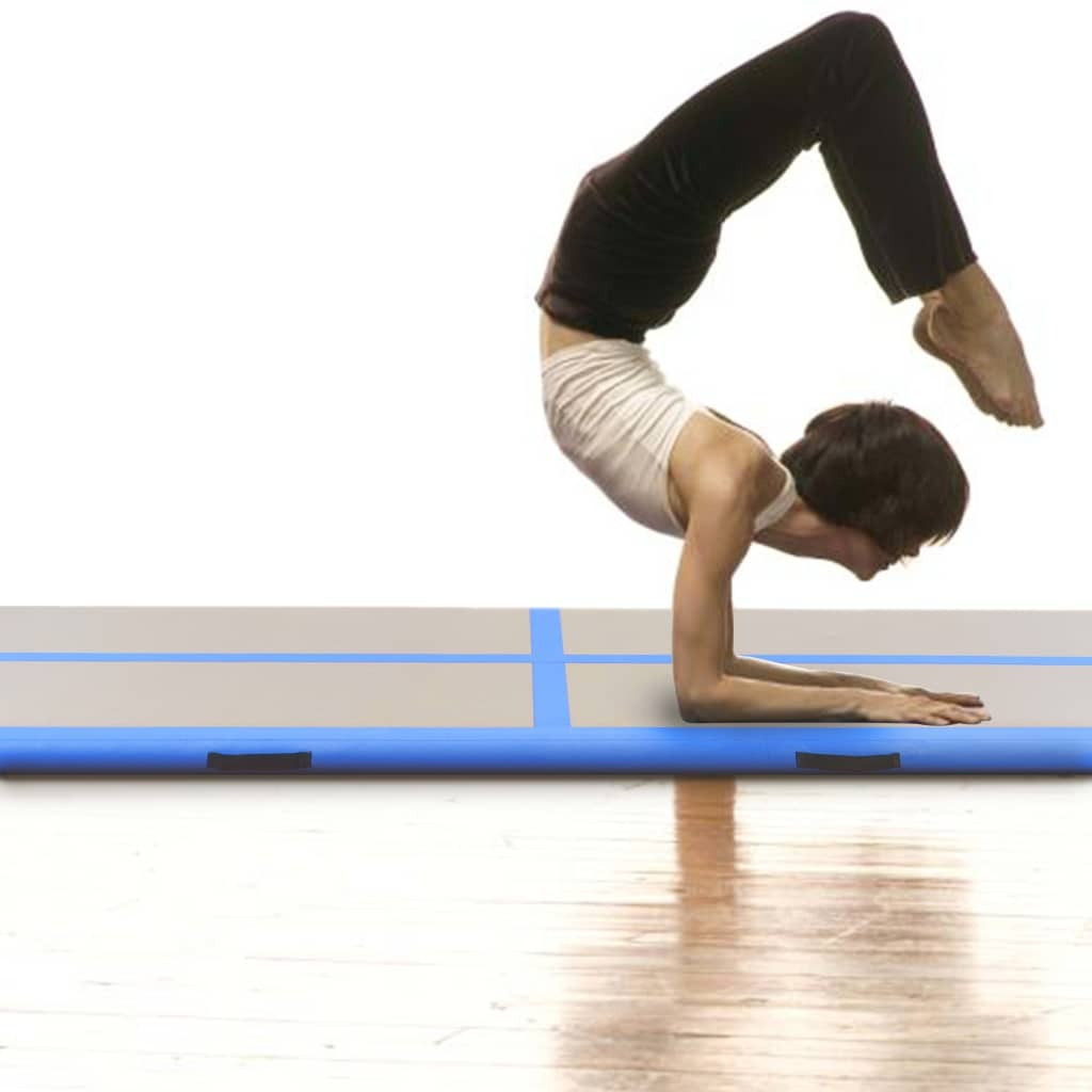 Vidaxl Inflatable Gymnastics Mat With Pump 315"&quotX39.4"&quotX3.9"" Pvc Blue