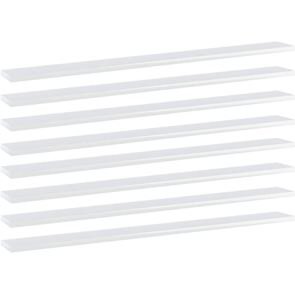 Vidaxl Bookshelf Boards 8 Pcs High Gloss White 39.4"&quotX3.9"&quotX0.6"" Engineered Wood