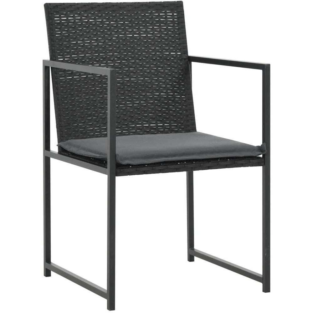 Vidaxl 9 Piece Patio Dining Set With Cushions Poly Rattan Black