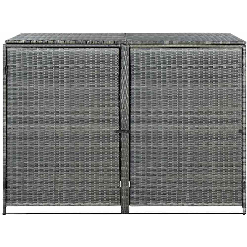Vidaxl Double Wheelie Bin Shed Poly Rattan Anthracite 58.3"&quotX30.3"&quotX43.7""