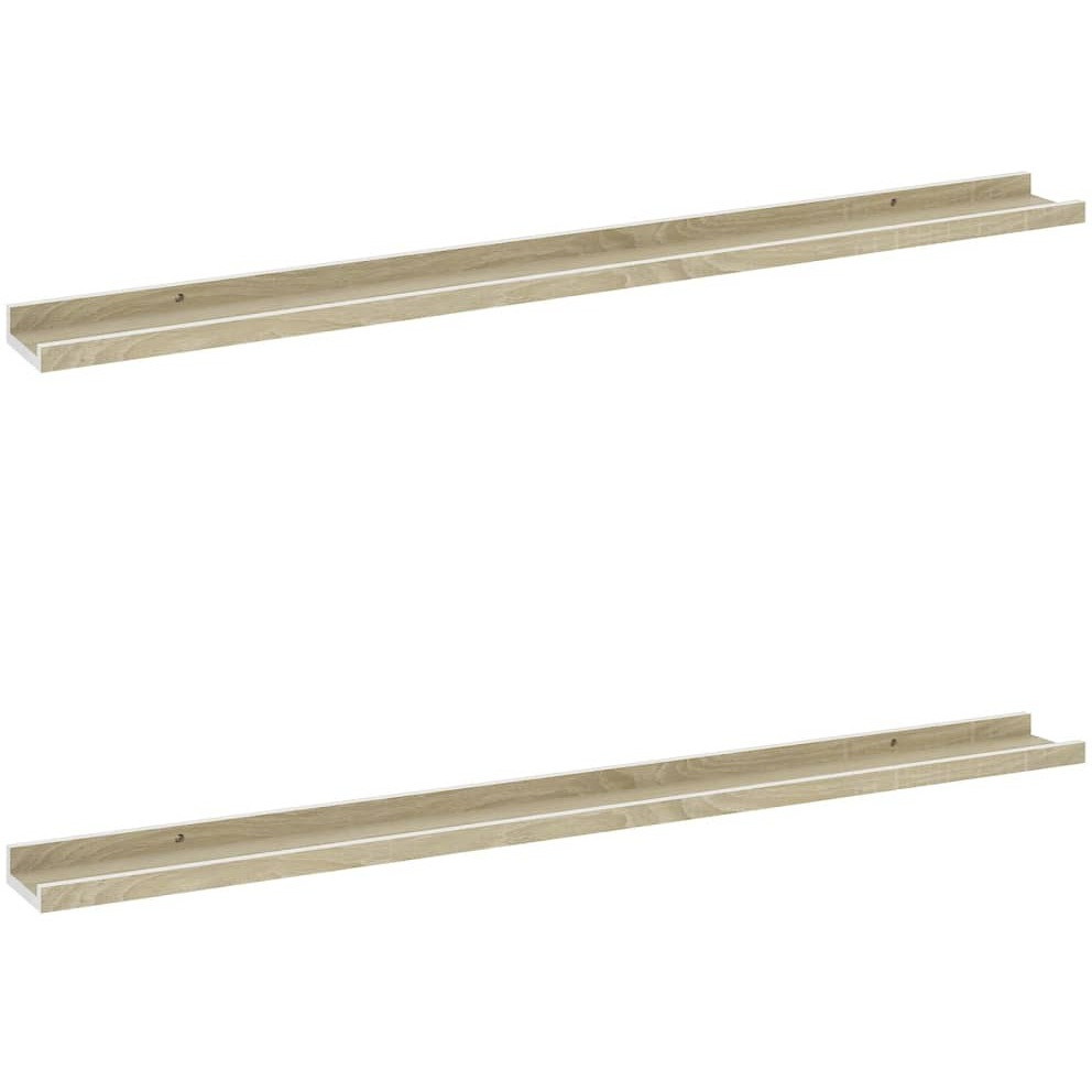 Vidaxl Wall Shelves 2 Pcs White And Sonoma Oak 39.4"&quotX3.5"&quotX1.2""