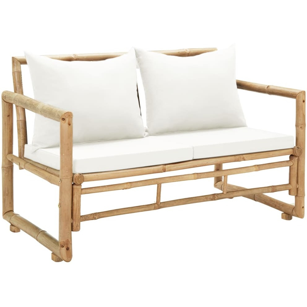 Vidaxl 2 Seater Patio Sofa With Cushions Bamboo