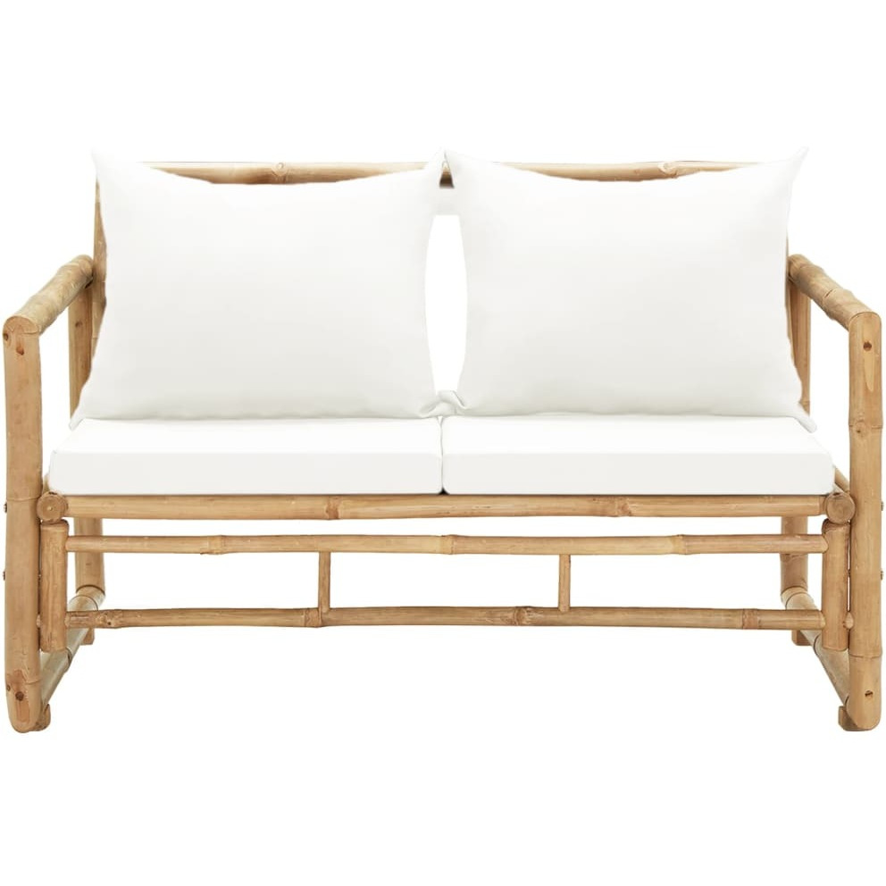Vidaxl 2 Seater Patio Sofa With Cushions Bamboo