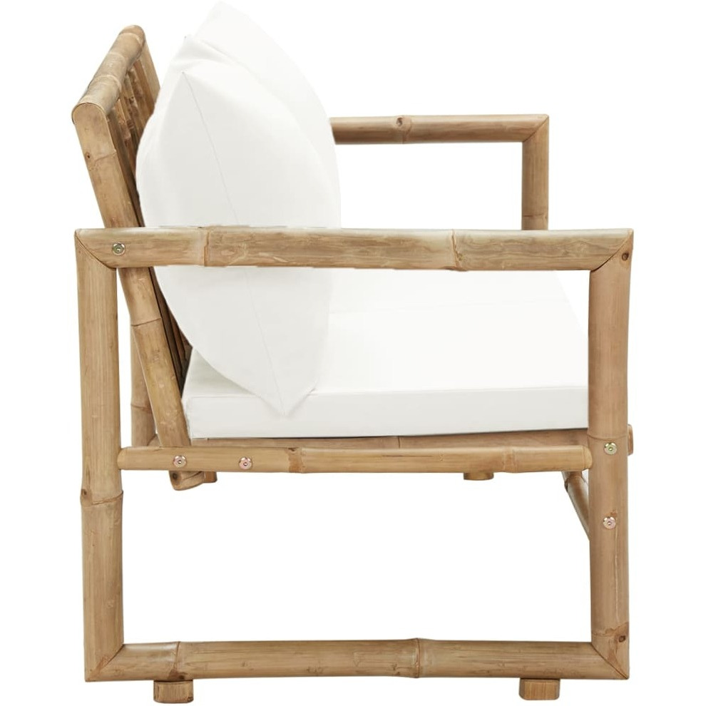 Vidaxl 2 Seater Patio Sofa With Cushions Bamboo