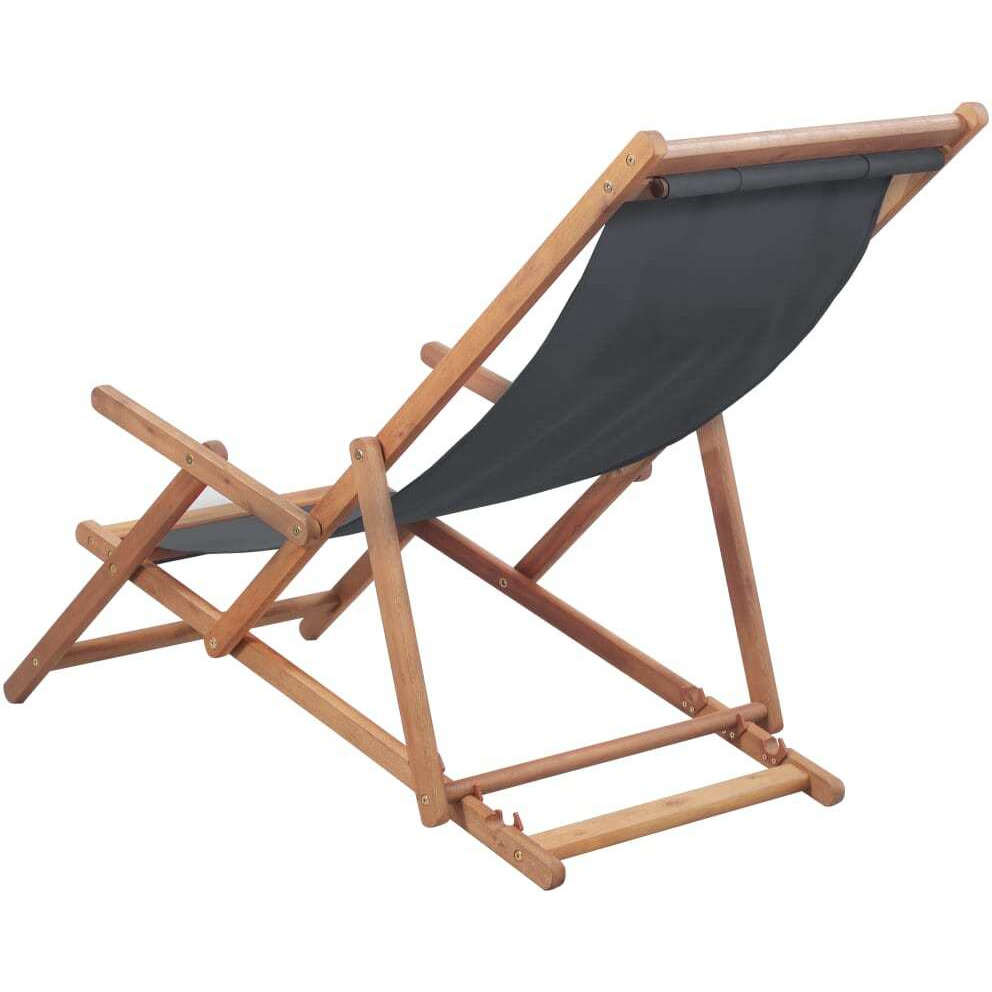 Vidaxl Folding Beach Chair Fabric And Wooden Frame Gray