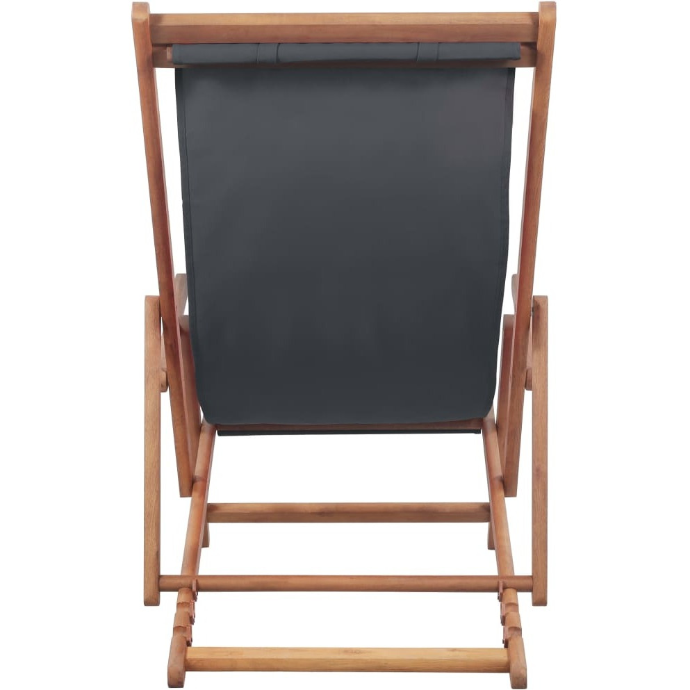 Vidaxl Folding Beach Chair Fabric And Wooden Frame Gray
