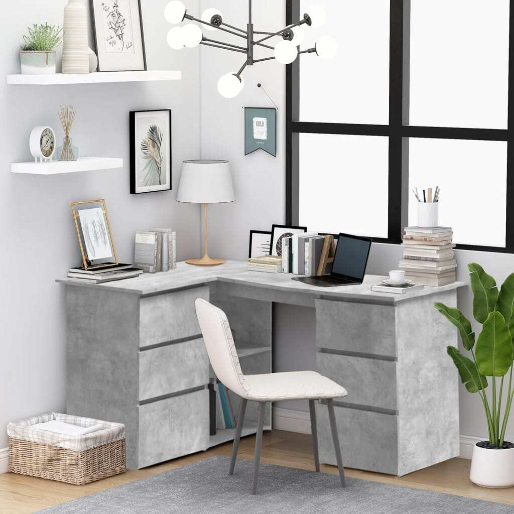 Vidaxl Corner Desk Concrete Gray 57.1"&quotX39.4"&quotX29.9"" Engineered Wood