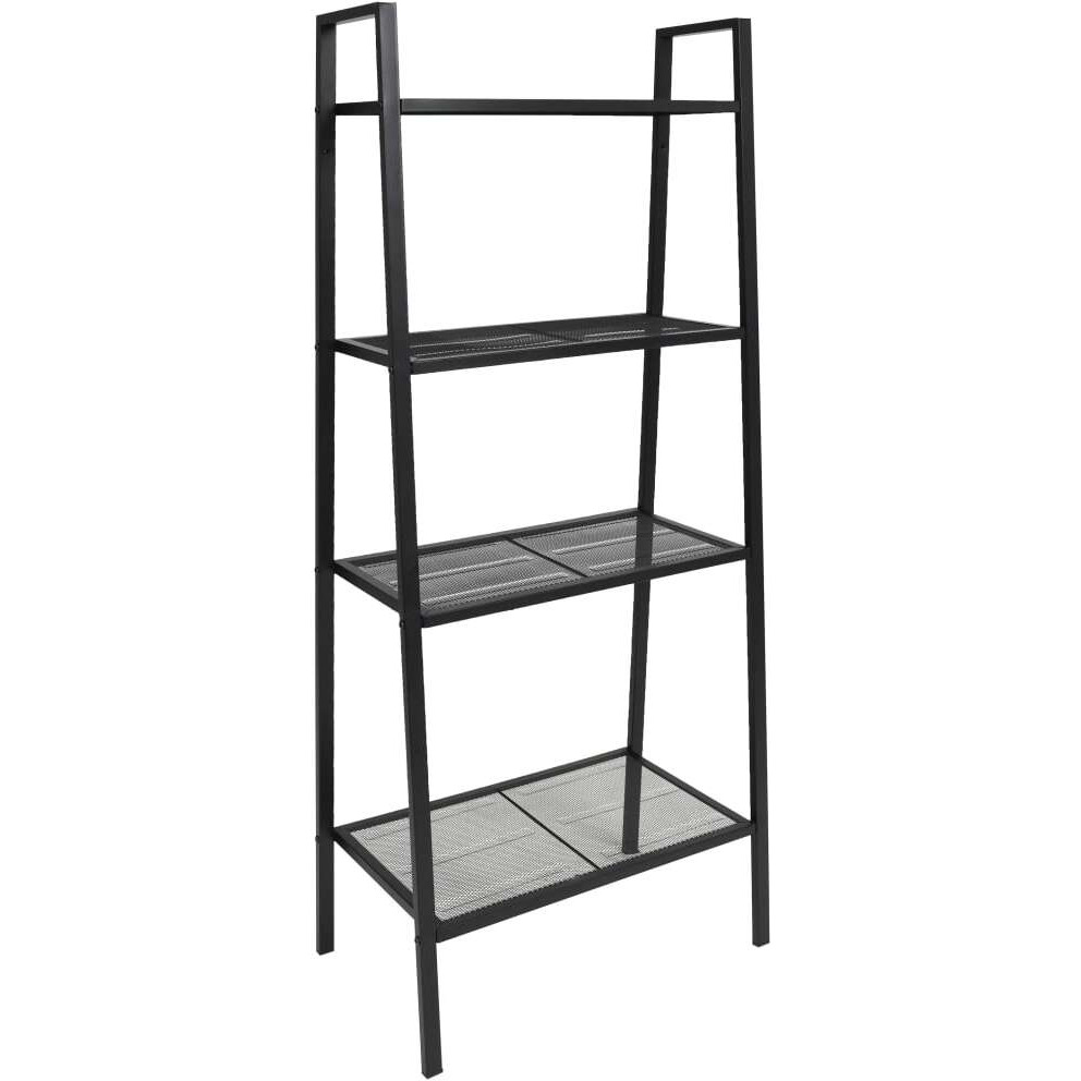 Vidaxl Ladder Bookcase 4 Tiers Metal Black