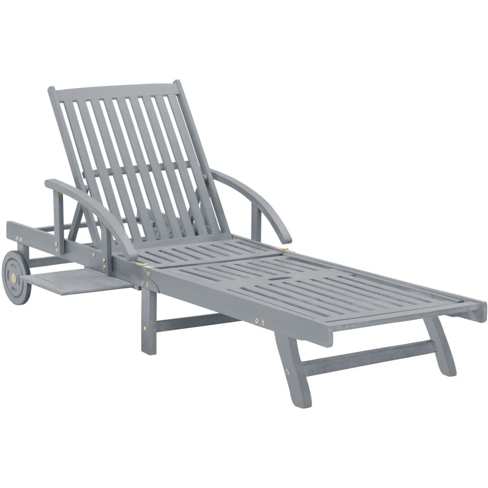 Vidaxl Patio Sun Lounger Gray Solid Acacia Wood