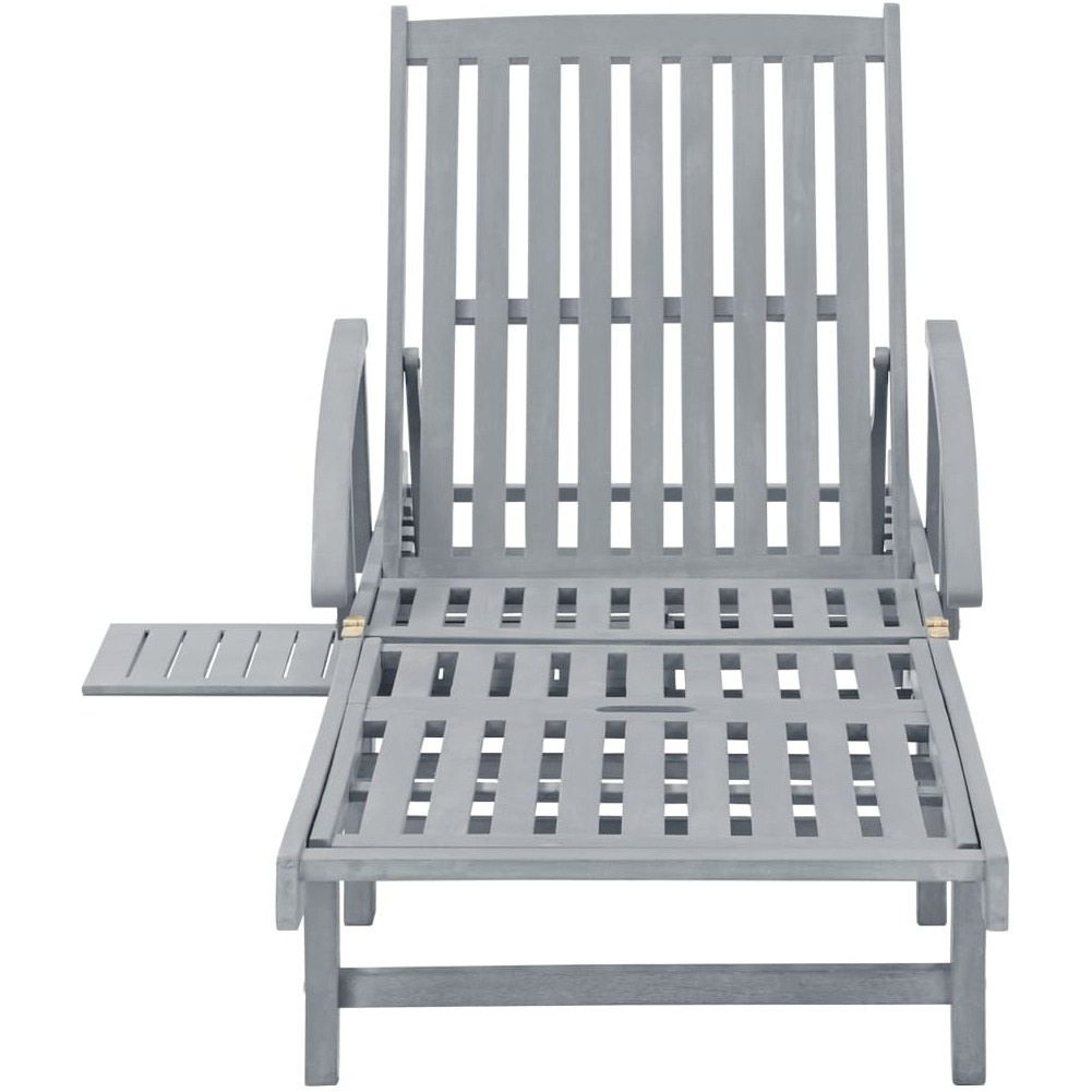 Vidaxl Patio Sun Lounger Gray Solid Acacia Wood