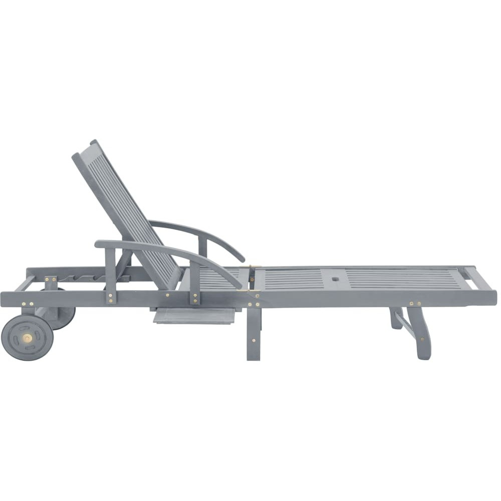 Vidaxl Patio Sun Lounger Gray Solid Acacia Wood