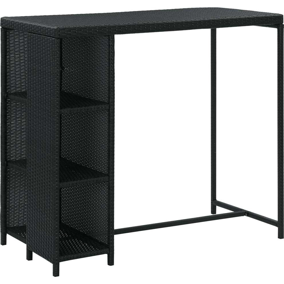 Vidaxl 5 Piece Patio Bar Set With Cushions Poly Rattan Black