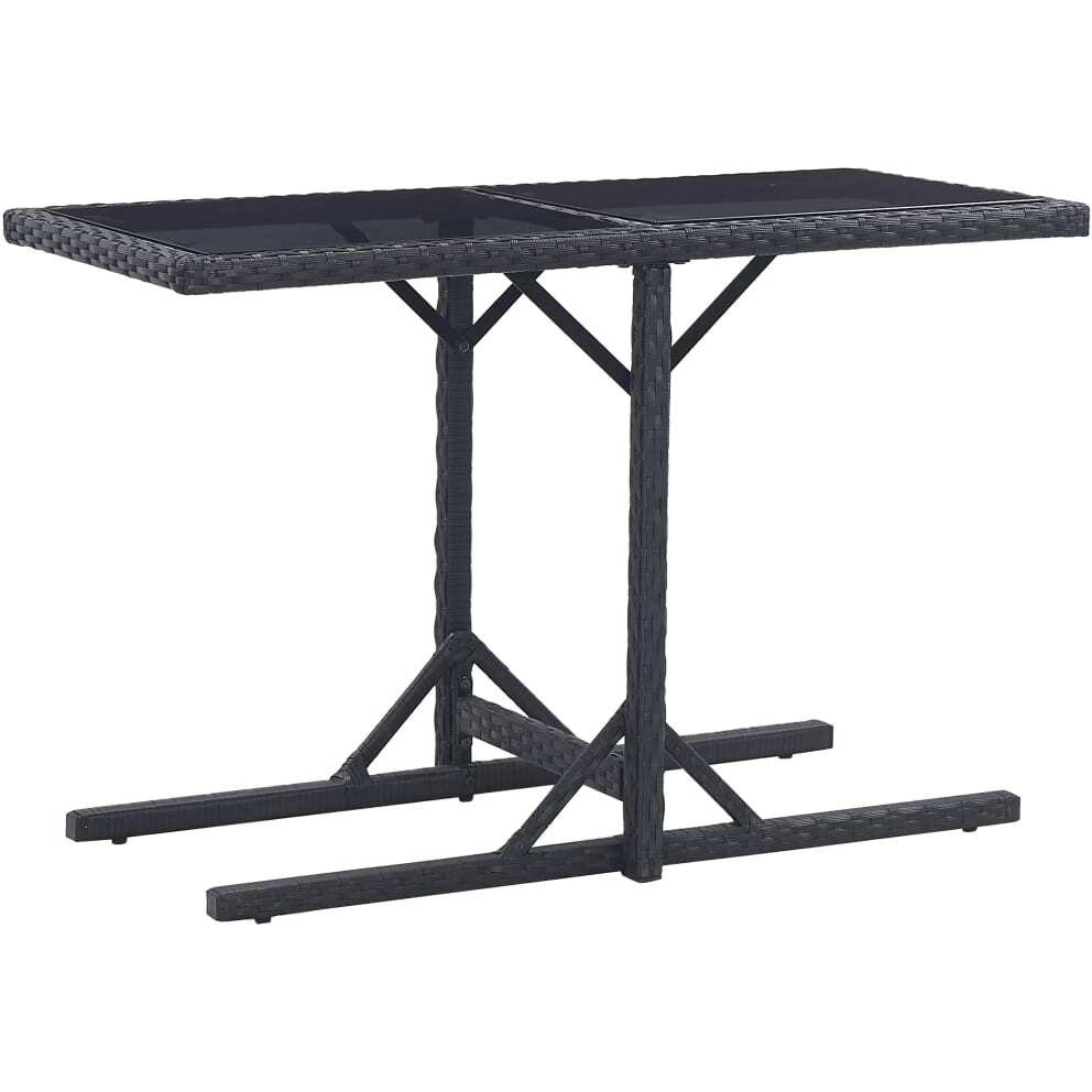 Vidaxl Patio Table Black 43.3"&quotX20.9"&quotX28.3"" Glass And Poly Rattan