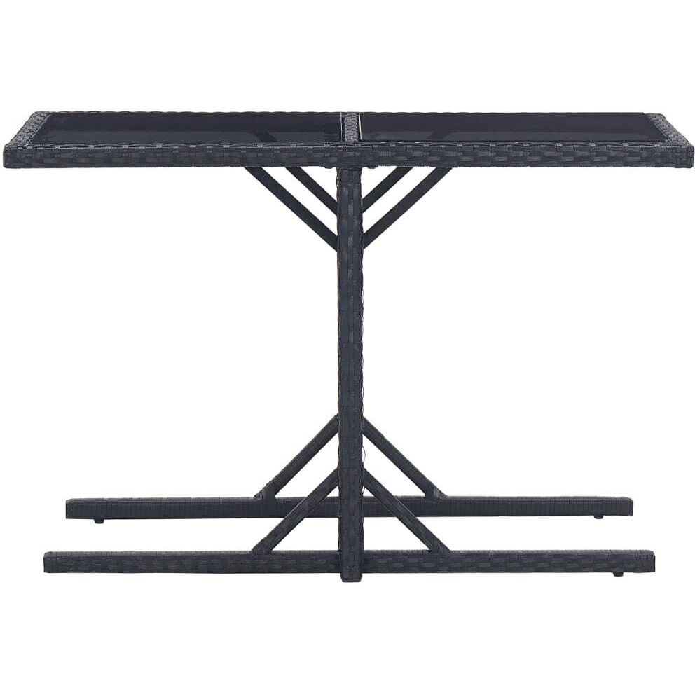 Vidaxl Patio Table Black 43.3"&quotX20.9"&quotX28.3"" Glass And Poly Rattan