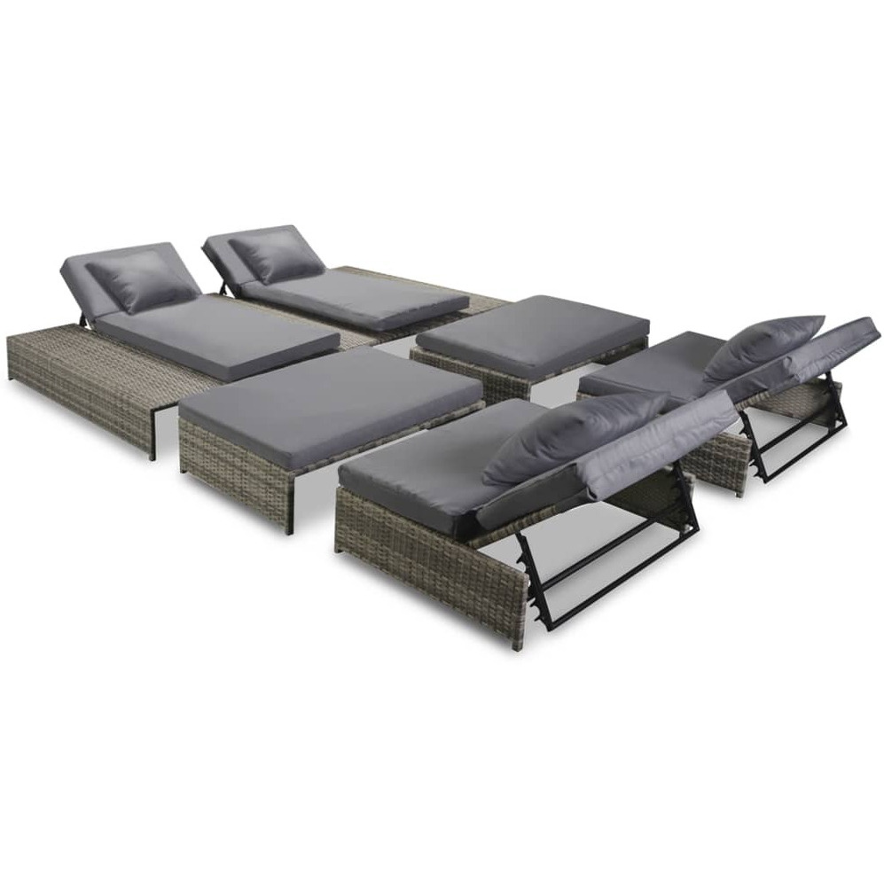 Vidaxl Patio Lounge Set 15 Pieces Poly Rattan Gray