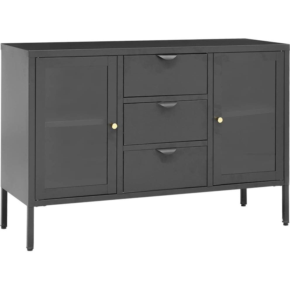 Vidaxl Sideboard Anthracite 41.3"&quotX13.8"&quotX27.6"" Steel And Tempered Glass
