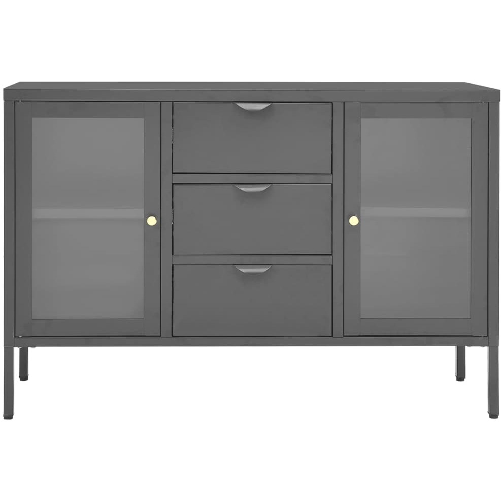 Vidaxl Sideboard Anthracite 41.3"&quotX13.8"&quotX27.6"" Steel And Tempered Glass