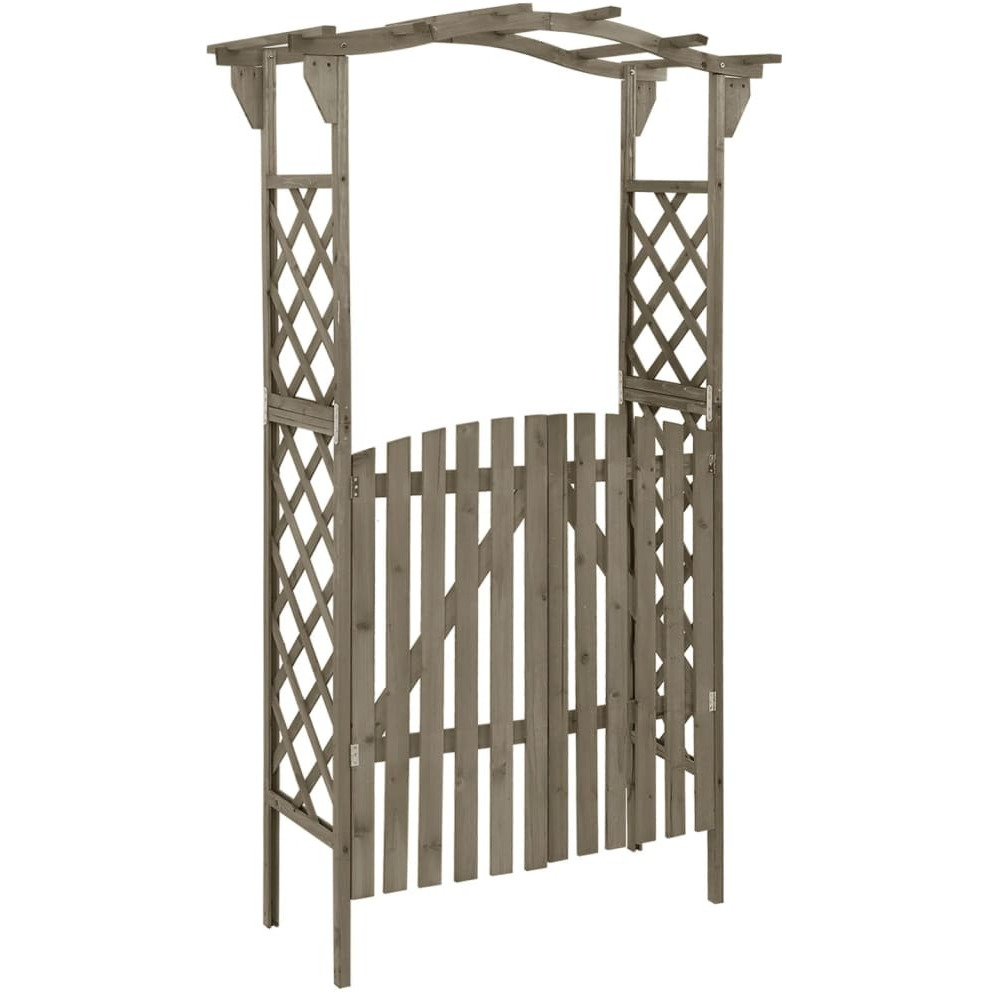 Vidaxl Pergola With Gate 45.7"&quotX15.7"&quotX80.3"" Gray Solid Firwood