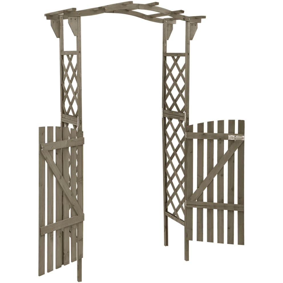 Vidaxl Pergola With Gate 45.7"&quotX15.7"&quotX80.3"" Gray Solid Firwood