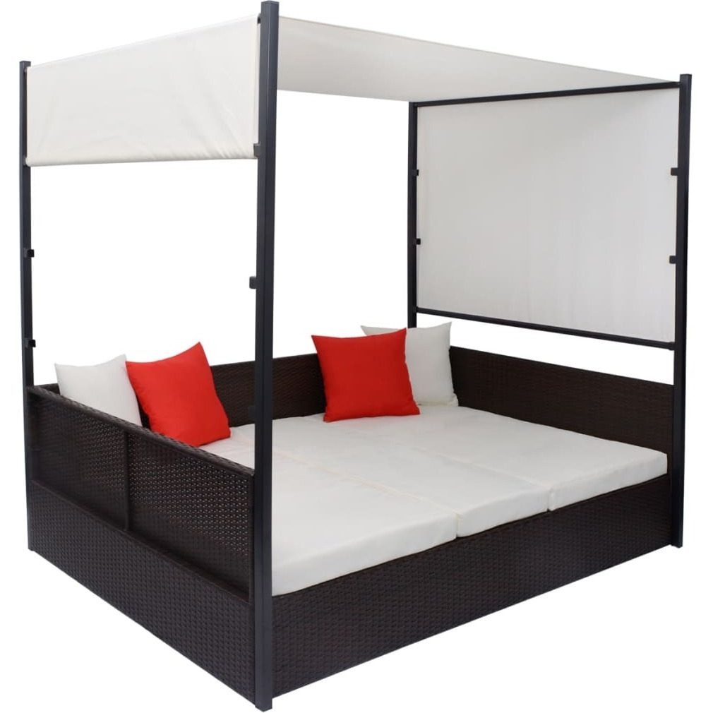 Vidaxl Patio Bed With Canopy Brown 74.8"&quotX51.2"" Poly Rattan