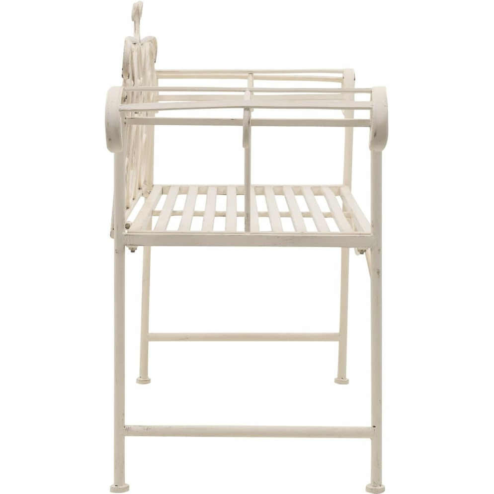 Vidaxl Patio Bench 52"" Metal Antique White