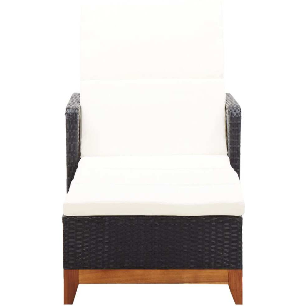 Vidaxl Sun Lounger Poly Rattan And Solid Acacia Wood Black