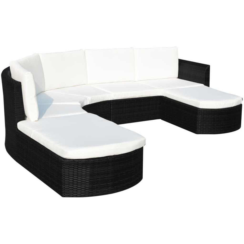 Vidaxl 4 Piece Patio Lounge Set With Cushions Poly Rattan Black