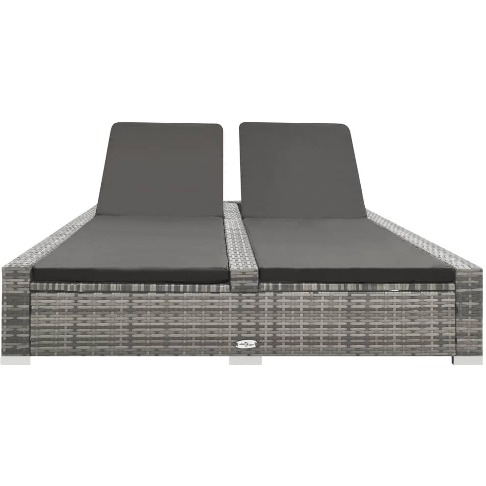 Vidaxl Double Sun Lounger Poly Rattan Gray