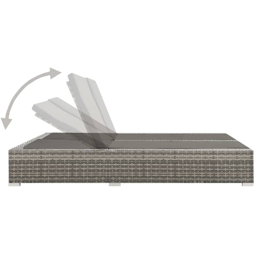 Vidaxl Double Sun Lounger Poly Rattan Gray