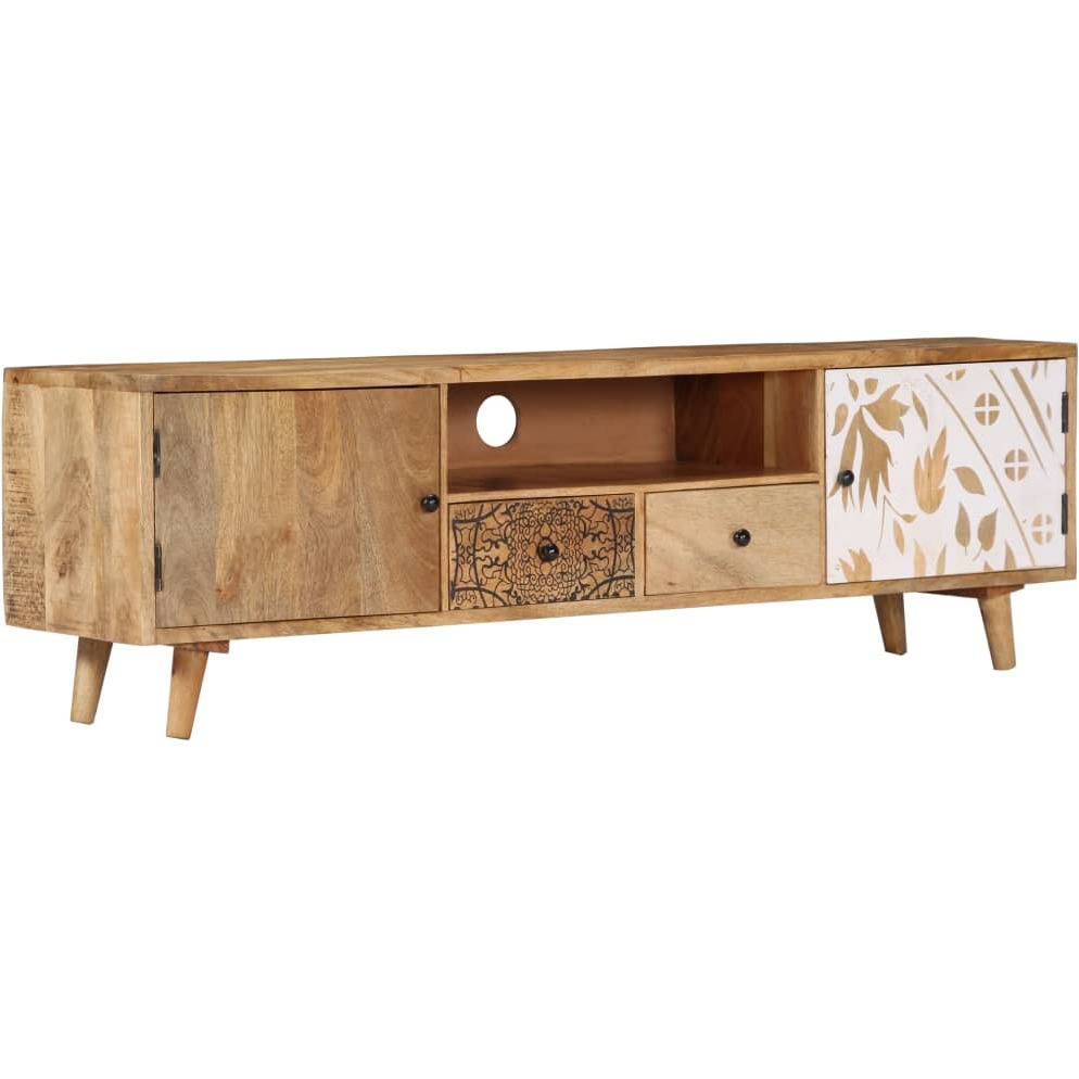 Vidaxl Tv Cabinet 55.1"&quotX11.8"&quotX15.7"" Solid Mango Wood