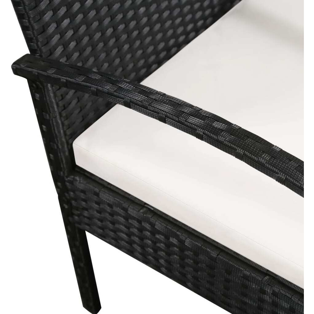 Vidaxl 3 Seater Patio Sofa With Cushions Black Poly Rattan