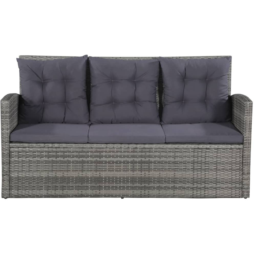 Vidaxl 6 Piece Patio Lounge Set With Cushions Poly Rattan Gray