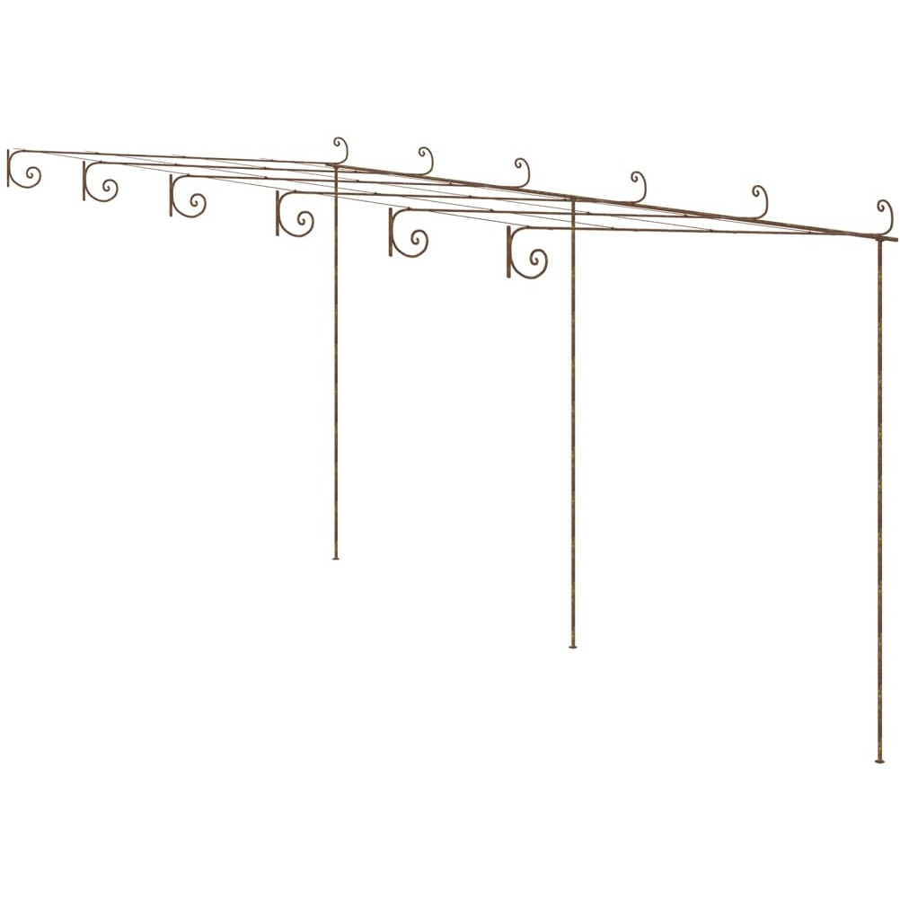 Vidaxl Garden Pergola Antique Brown 19.7'X9.8'X8.2' Iron
