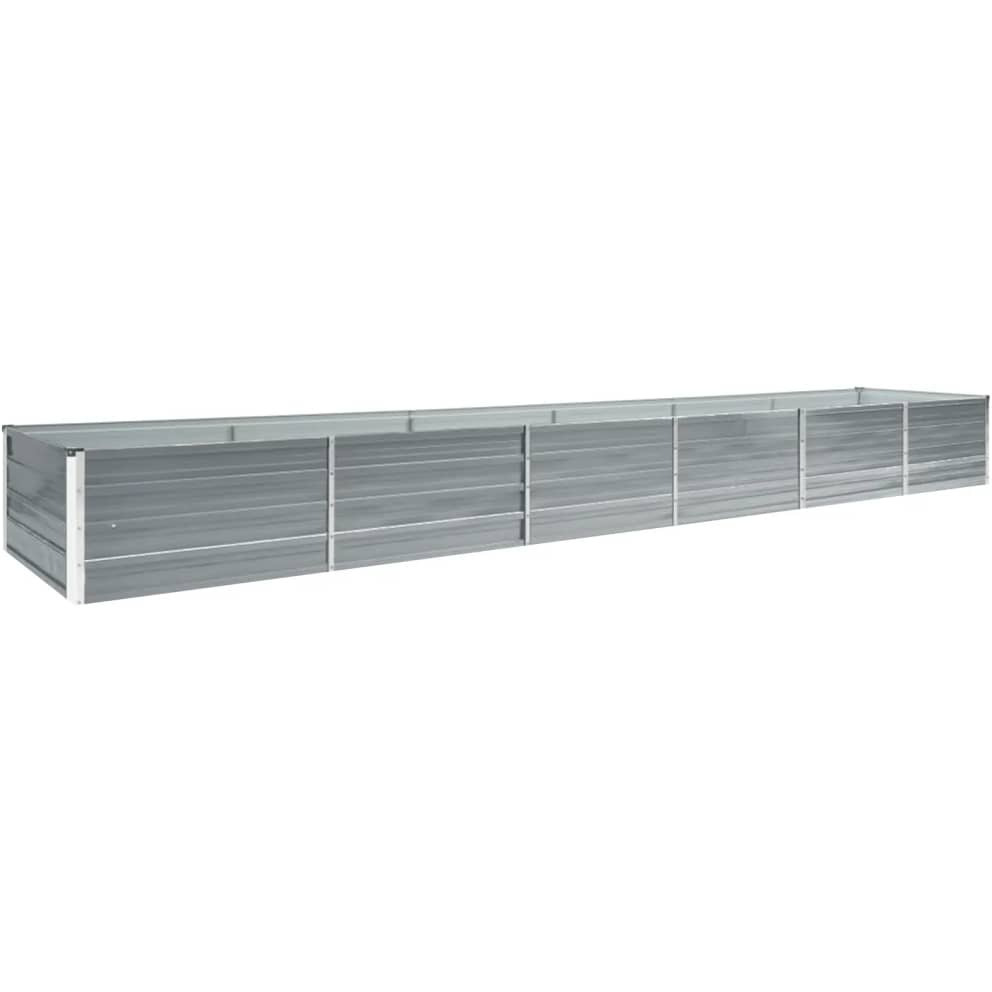 Vidaxl Garden Raised Bed Galvanized Steel 189"&quotX31.5"&quotX17.7"" Gray